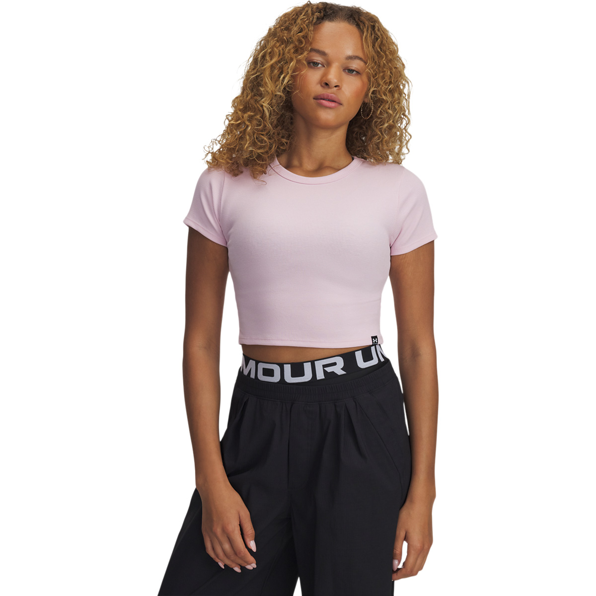 Under Armour Womens Stretch Draw String Waist Crop Top Pink Size Xs main image 0