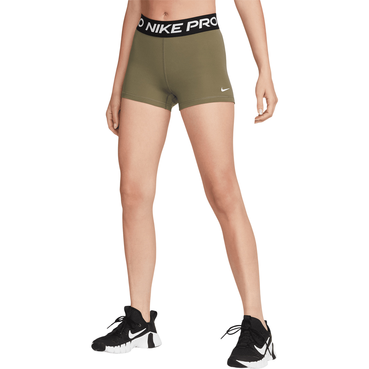 Køb Nike Pro Kurze Trainingstights Damen MEDIUM OLIVE/BLACK/WHITE